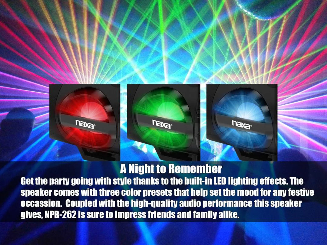 Naxa MP3 & CD Bass Reflex Boombox & PA System with Bluetooth (NPB-262)