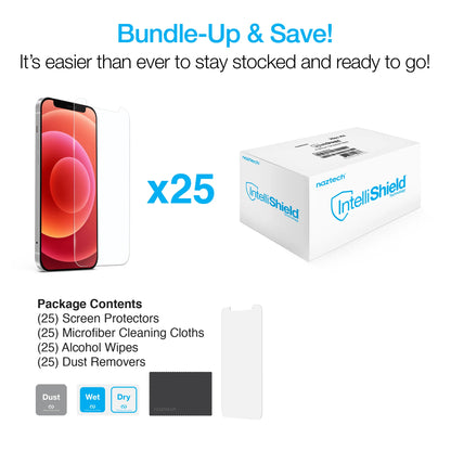 Naztech Intellishield HD Tempered Glass 25Pc Set for the Iphone 12 Mini