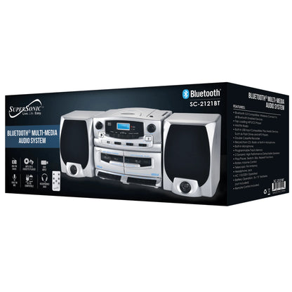Supersonic Bluetooth Audio System with Double Cassette Recorder & Built-In Mic (SC-2121BT)