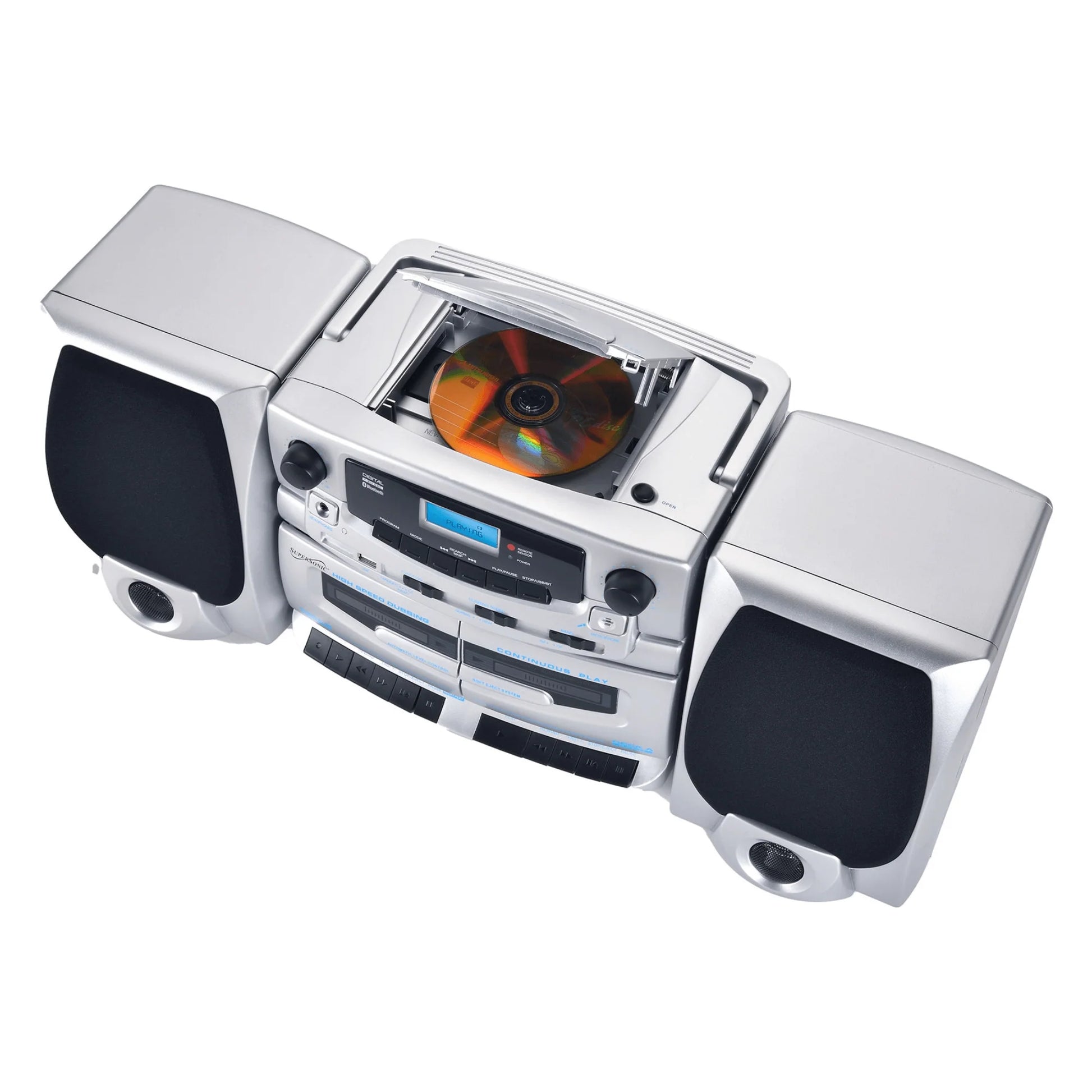 Supersonic Bluetooth Audio System with Double Cassette Recorder & Built-In Mic (SC-2121BT)