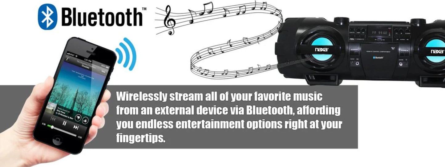 Naxa MP3 & CD Bass Reflex Boombox & PA System with Bluetooth (NPB-262)