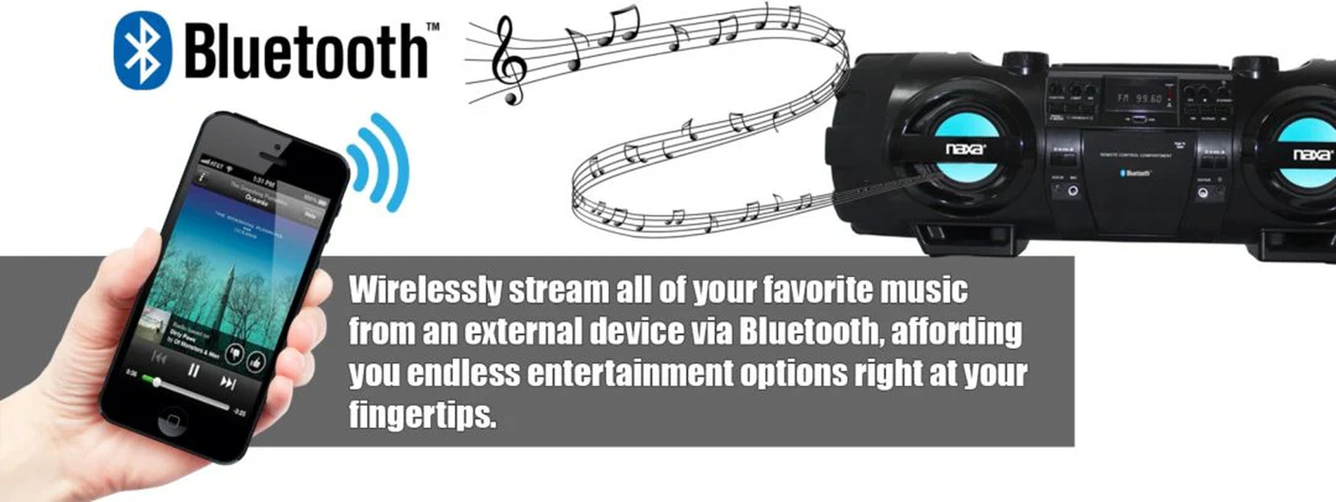 Naxa MP3 & CD Bass Reflex Boombox & PA System with Bluetooth (NPB-262)