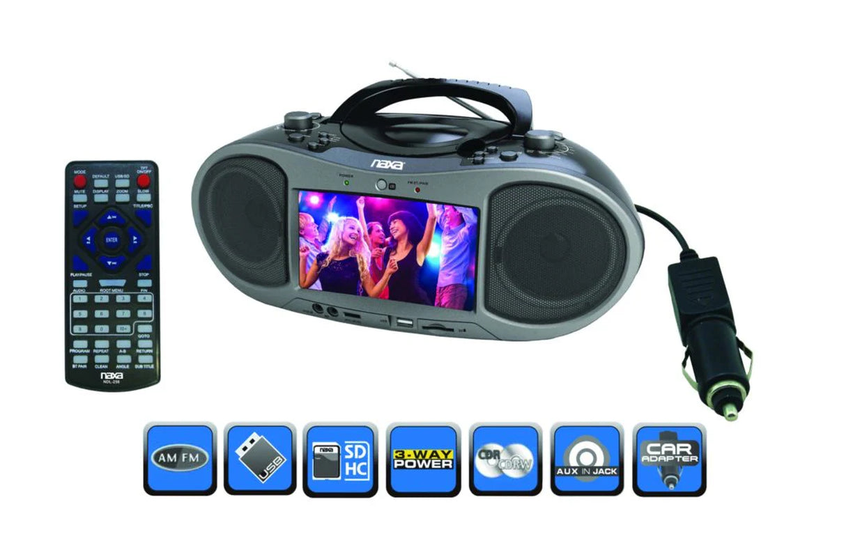 Naxa 7" Bluetooth® DVD Boombox (NDL-256)
