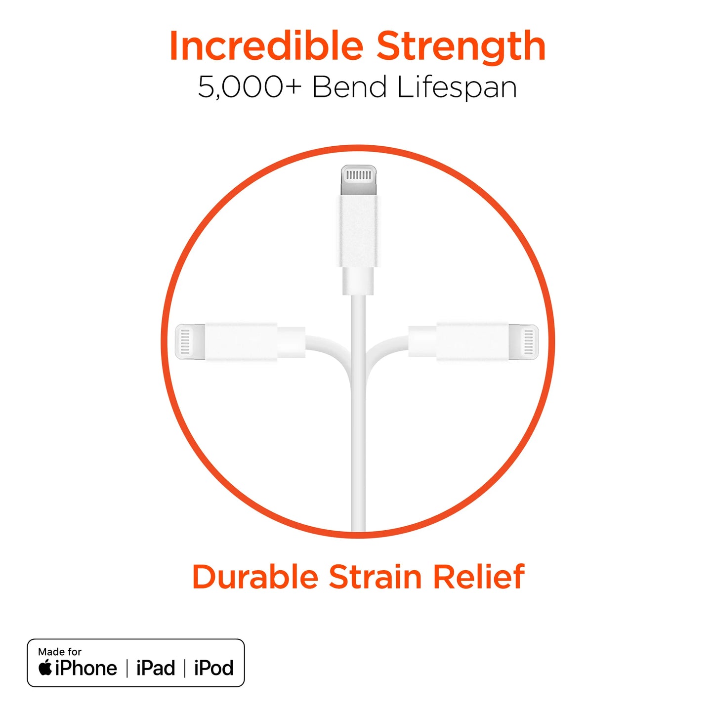 Hypergear USB to Mfi Lightning Rounded Cable 3Ft Bulk 200Pc Pack