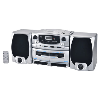 Supersonic Bluetooth Audio System with Double Cassette Recorder & Built-In Mic (SC-2121BT)